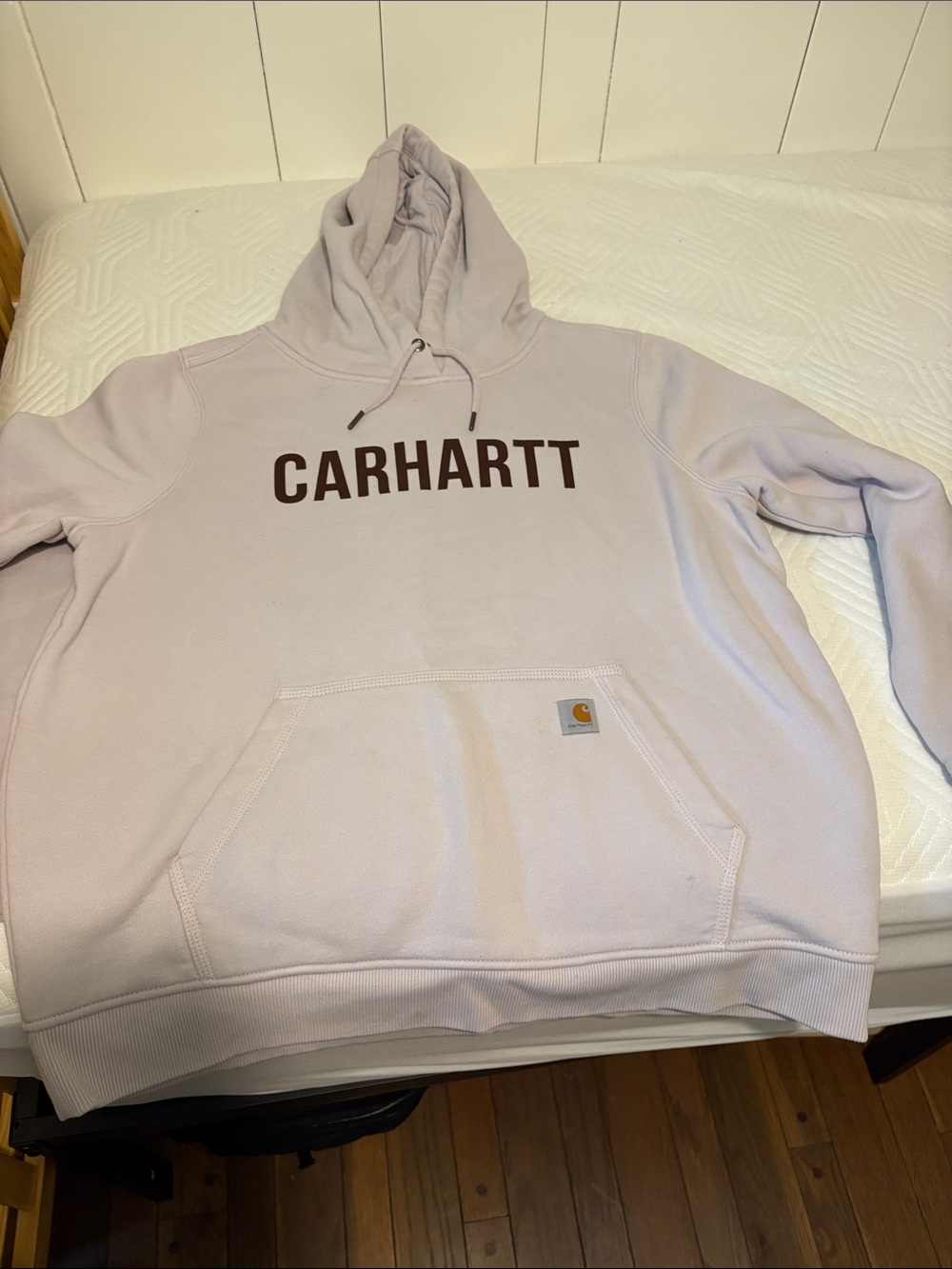 Carhartt Woman’s Hoodie in Pale Lavender with Purple Logo